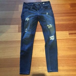 AE dark wash ripped jeggings